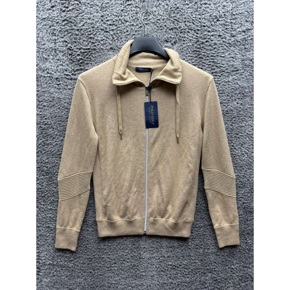 NWT Polo Golf Ralph Lauren Cashmere Blend Full Zip Sweater Tan Mens Size M